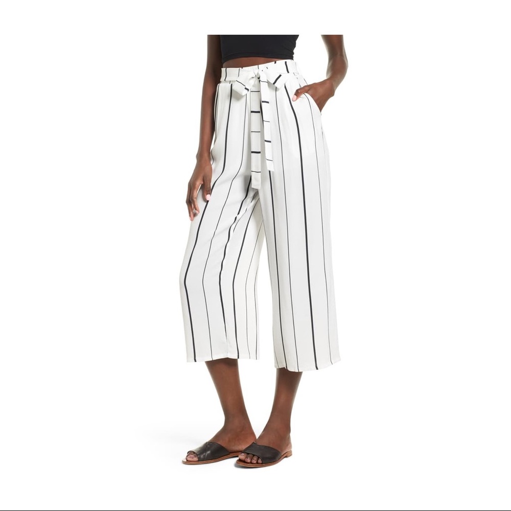 Leith Cropped Palazzo Pants White Size Small